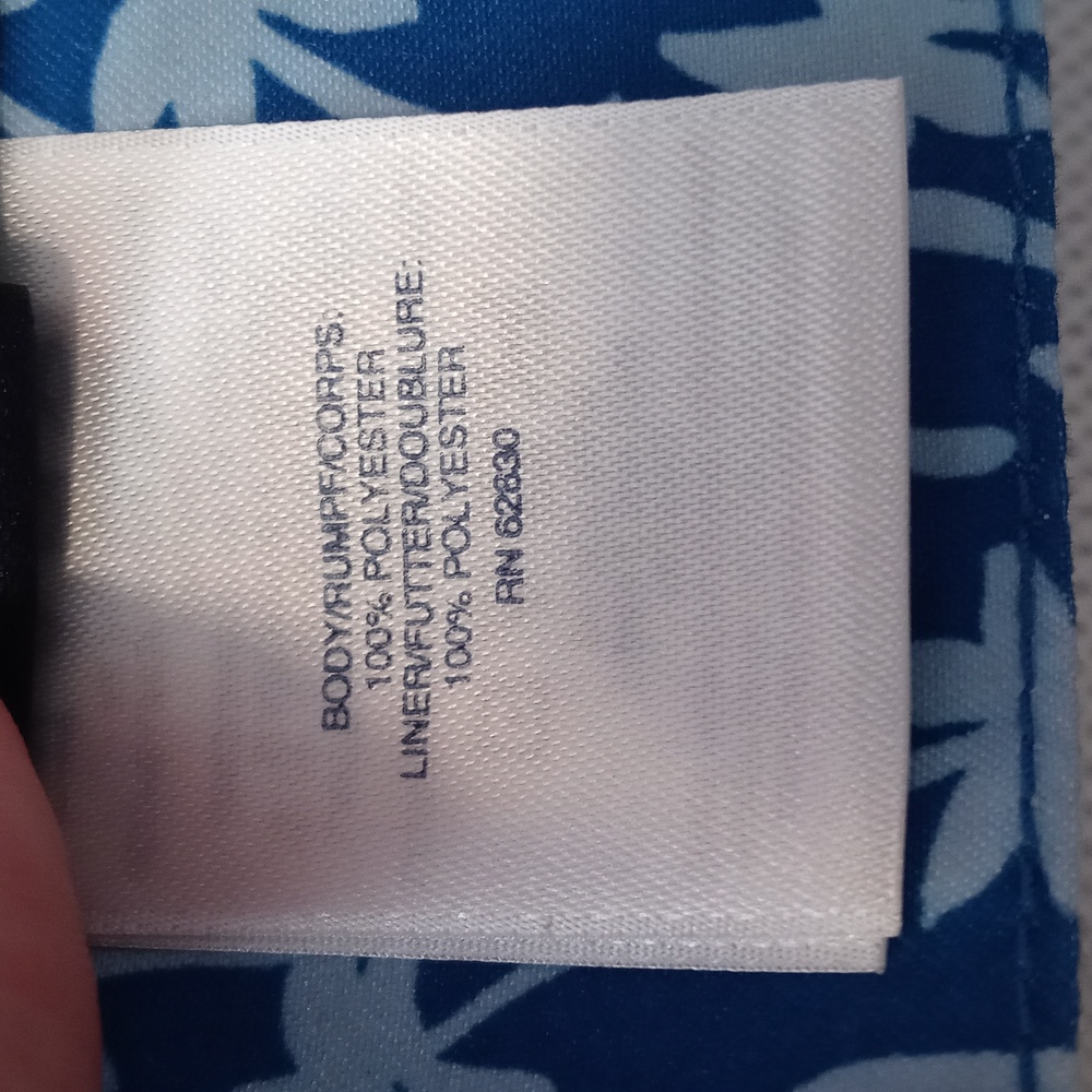 🌊Lands' End🌊 - Blue/White Palm Tree Swim Trunk - Picture 12 of 16